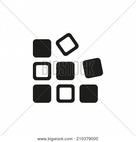 Icon of black and white cubes. Game engine, puzzle, solution. Game components concept. Can be used for topics like programming, engineering, invention