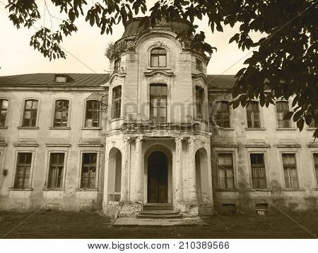 Abandoned palace in Belarus (Zheludok, Grodno region), built in the early twentieth century, example of Art Nouveau style