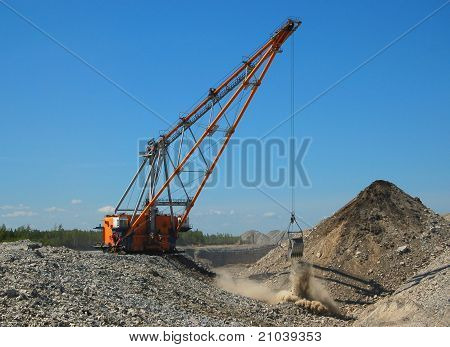 Dragline in open pit