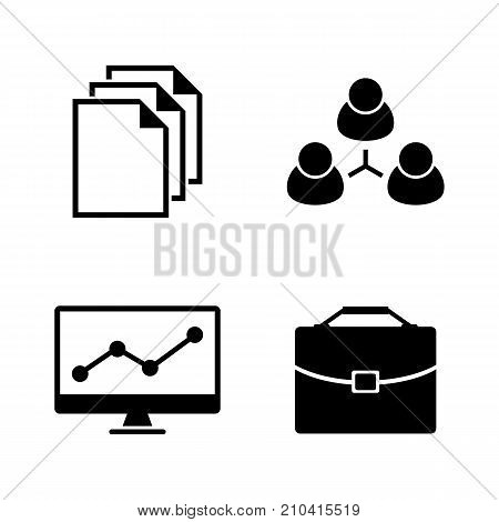 Office. Simple Related Vector Icons Set. Black Flat Illustration on White Background.