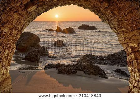 Photo mounting beach Noja in Cantabria, Spain