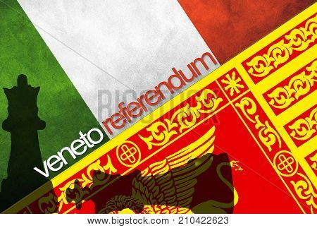 Chess Figures Against The Flags Of Italy And Veneto