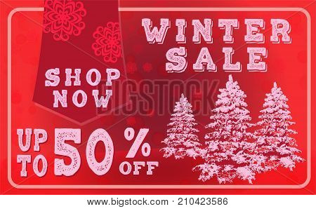 The red flyer for the sales with trees