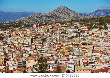 Aerial View Of Colorful Houses In Dorgali, Sardinia, Italy