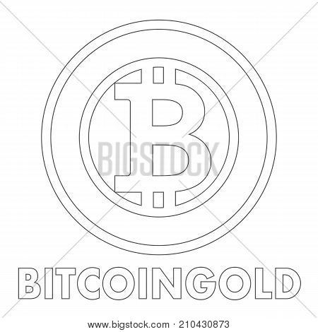 Bitcoin gold sign icon for internet money. Crypto currency symbol and coin image. Fork from original bitcoin blockchain. Isolated outline vector illustration.