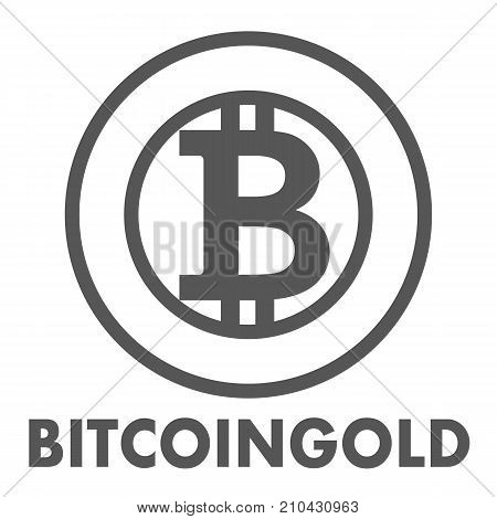 Bitcoin gold sign icon for internet money. Crypto currency symbol and coin image. Fork from original bitcoin blockchain. Isolated gray thin vector illustration.