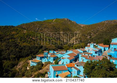 Juzcar smurf village. Malaga province, Costa del Sol, Andalusia, Spain. Picture taken - 22 october 2017.