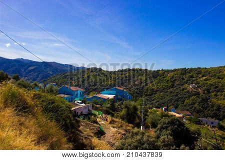 Juzcar smurf village. Malaga province, Costa del Sol, Andalusia, Spain. Picture taken - 22 october 2017.