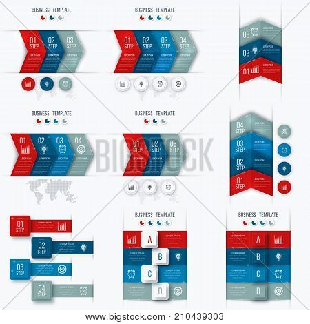 Set with infographics. Data and information visualization. Template. Stock vector. Dynamic infographics stylish geometric. element for design business invitations, gift cards, flyers and brochures