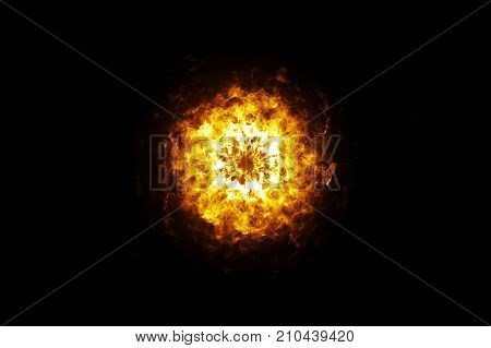 Explosive shock wave on a black isolated background 3d illustration