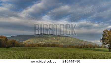 Cerna Hill And Autumn Evening In Krkonose Mountains National Park