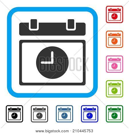 Time Schedule icon. Flat grey iconic symbol in a light blue rounded rectangle. Black, gray, green, blue, red, orange color variants of Time Schedule vector.