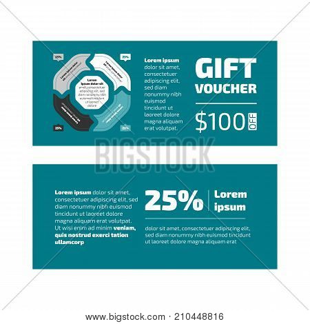 Flat Design Gift voucher or certificate with charts inside