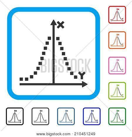 Gauss Plot icon. Flat gray pictogram symbol in a light blue rounded square. Black, gray, green, blue, red, orange color variants of Gauss Plot vector. Designed for web and app UI.