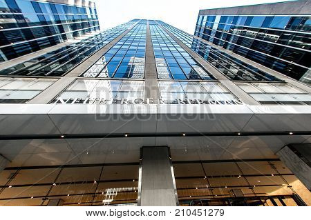 New York October 20 2017: The front view of Neuberger Berman office building on 6th Avenue in Manhattan.