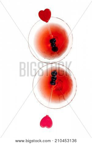 Pair of Manhattan drinks for Valentines lovers

