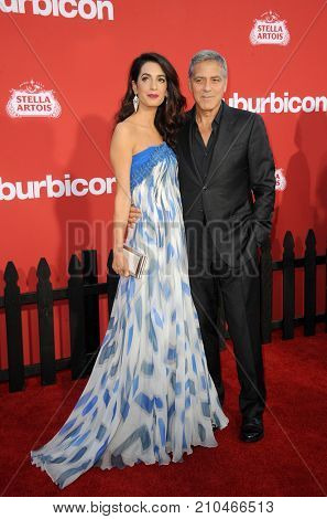 Amal Clooney and George Clooney at the Los Angeles premiere of 'Suburbicon' held at the Regency Village Theatre in Westwood, USA on October 22, 2017.