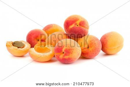 A bunch of apricot fruit isolated on white background cutout