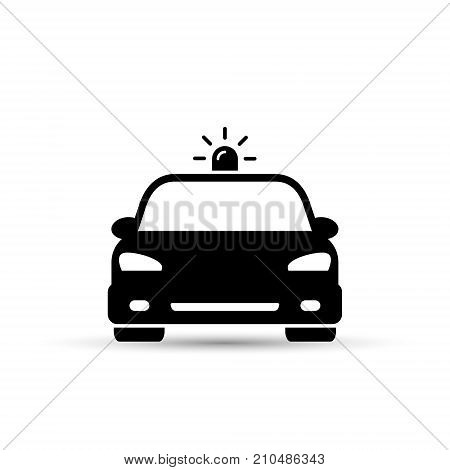 Police Car icon vector iolated flat illustration. Front view.