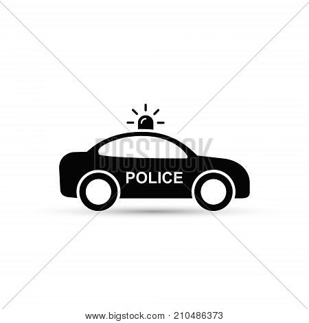 Police Car icon vector iolated flat illustration. Side view.