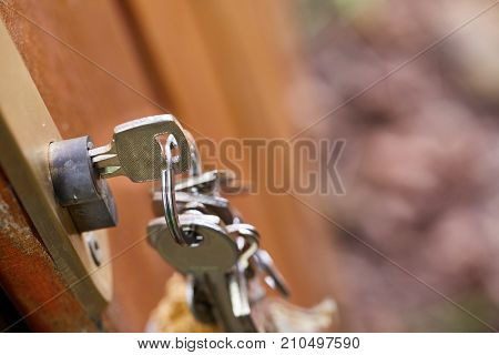 Bunch of key in a gate