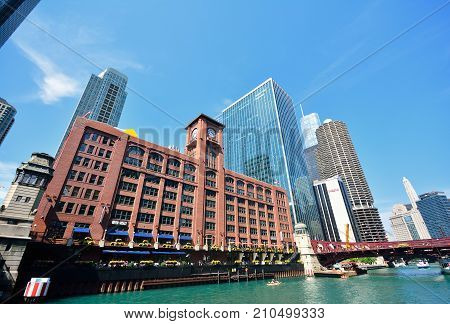 Riverwalk In Chicago, Illinois, Usa.