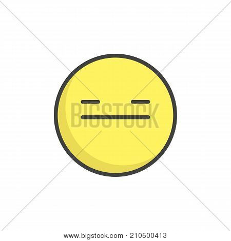 Pensive face emoticon filled outline icon, line vector sign, linear colorful pictogram isolated on white. Emoji smiley symbol, logo illustration. Pixel perfect vector graphics
