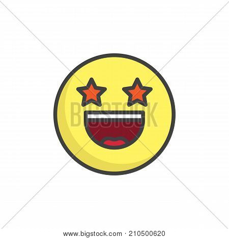 Starstruck face emoticon filled outline icon, line vector sign, linear colorful pictogram isolated on white. Emoji smiley symbol, logo illustration. Pixel perfect vector graphics
