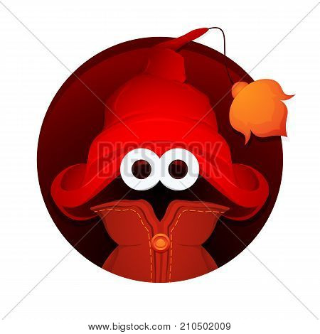 Avatars of little wizard in big magician hat. Cartoon magic little man. Vector illustration.