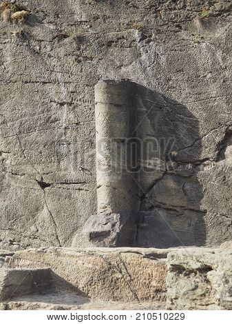 Ancient Roman Road Milestone In Donnas