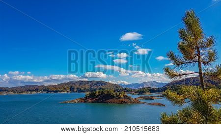 Spectacular View Of The Aoos Artificial Lake In Epirus, Greece