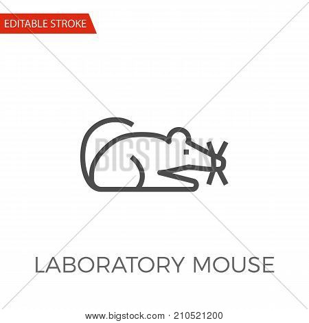Laboratory Mouse Thin Line Vector Icon. Flat Icon Isolated on the White Background. Editable Stroke EPS file. Vector illustration.