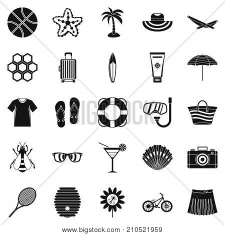Summer things icons set. Simple set of 25 summer things vector icons for web isolated on white background