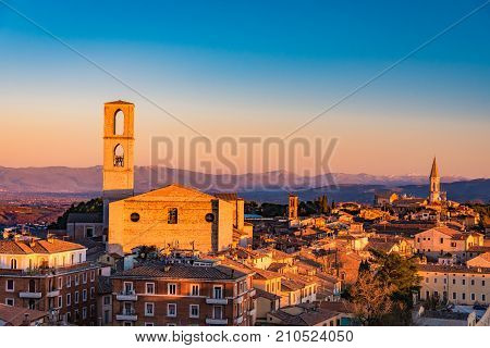 Scenic View Of The Italian City Of Perugia In Umbria