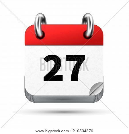 Bright realistic icon of calendar with 27th date on white