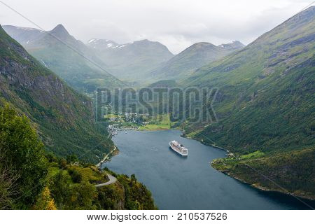 Geiranger fjord Beautiful Nature Norway. It is a 15-kilometre (9.3 mi) long branch off of the Sunnylvsfjorden which is a branch off of the Storfjorden (Great Fjord).