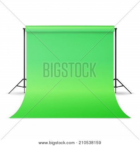 Green Hromakey Vector. Realistic 3D Template Mock Up. Isolated Illustration.