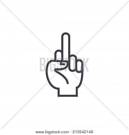 fuck you hand line icon, sign, symbol, vector on isolated background