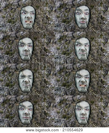 Hygiene bacteria-acarus concept dusty face expressions collection