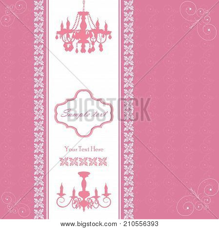 Vector greeting card with chandelier and place for text
