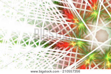 The mosaic composition in golden red green tones. Abstract kaleidoscope background. Beautiful kaleidoscope pattern. Multicolor mosaic texture. Unique design