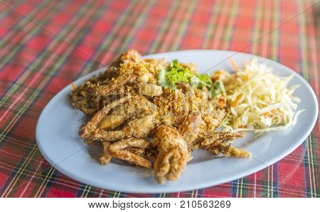 Thai Food Deep Fried Soft Shell Crab With Garlic