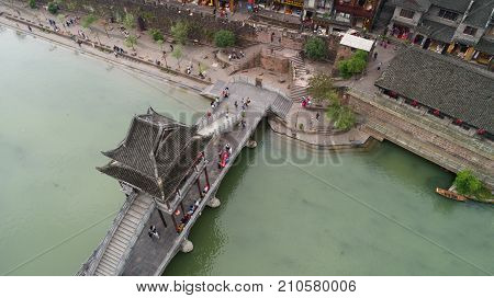 HUNAN CHINA - SEPTEMBER 22 : Old houses in Fenghuang ancient city ( Phoenix town ) on SEPTEMBER 22 2017 in Hunan Province China.