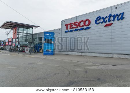 23 of October, 2017, Editorial photo of Tesco extra supermarket, shopping park, Brno, Czech Republic CZ