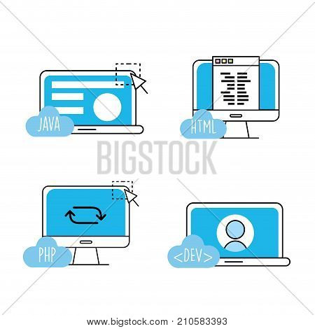 set webside code programmer technology vector illustration