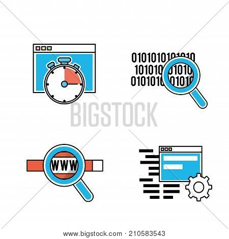 set webside code programmer technology vector illustration