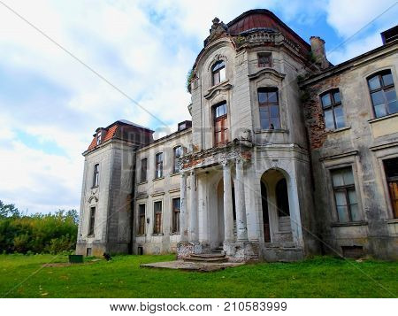 Abandoned palace in Belarus (Zheludok, Grodno region), built in the early twentieth century, example of Art Nouveau style