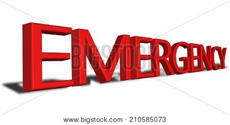 Emergency red sign and icon white backgrand.