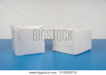 paper napkin isolated on white turquoise background.