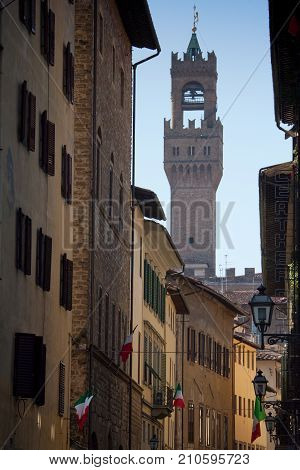 Florence, Tuscany - The Tower Of Arnolfo, Palace Of The Signoria
